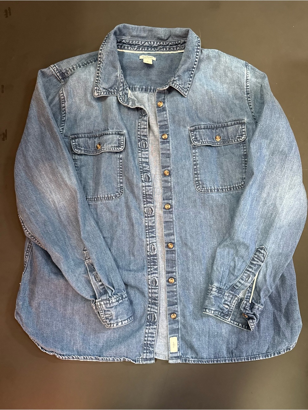 L.L. Bean Light Blue Denim Button-Front Jacket